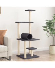 Arbre à chat avec griffoirs en sisal gris foncé 136 cm | Mobilier & Déco