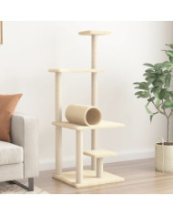Arbre à chat avec griffoirs en sisal crème 136 cm | Mobilier & Déco