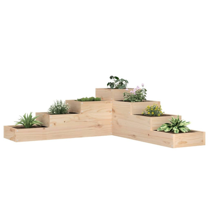 Jardinière 4 niveaux 106x104,5x36 cm bois de pin massif | Mobilier & Déco