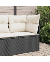 Canapé d'angle de jardin avec coussins noir résine tressée | Mobilier & Déco