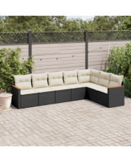Salon de jardin 7 pcs avec coussins noir résine tressée | Mobilier & Déco