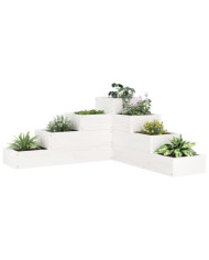 Jardinière 4 niveaux 80,5x79x36 cm blanc bois de pin massif | Mobilier & Déco