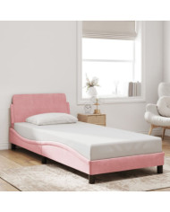 Cadre de lit et tête de lit sans matelas rose 90x200 cm velours | Mobilier & Déco