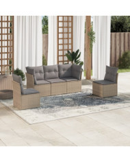 Salon de jardin avec coussins 5 pcs beige résine tressée | Mobilier & Déco