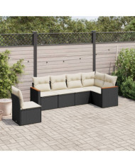 Salon de jardin 6 pcs avec coussins noir résine tressée | Mobilier & Déco
