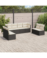 Salon de jardin 8 pcs avec coussins noir résine tressée | Mobilier & Déco