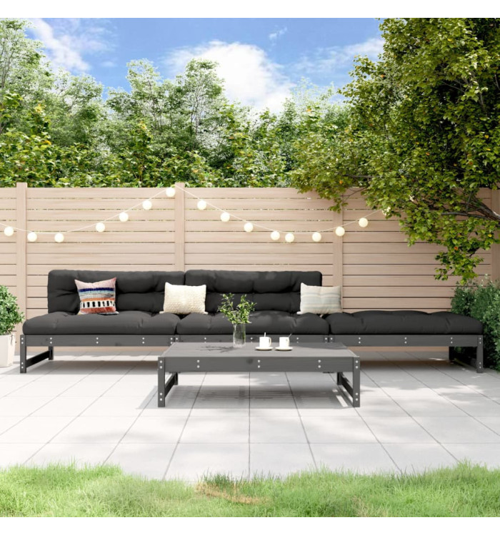 Salon de jardin 4 pcs gris bois massif de pin | Mobilier & Déco