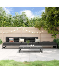 Salon de jardin 4 pcs gris bois massif de pin | Mobilier & Déco