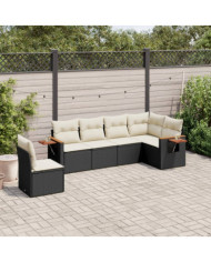 Salon de jardin 6 pcs avec coussins noir résine tressée | Mobilier & Déco