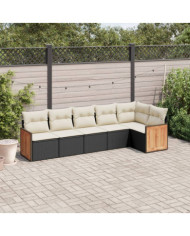 Salon de jardin 6 pcs avec coussins noir résine tressée | Mobilier & Déco