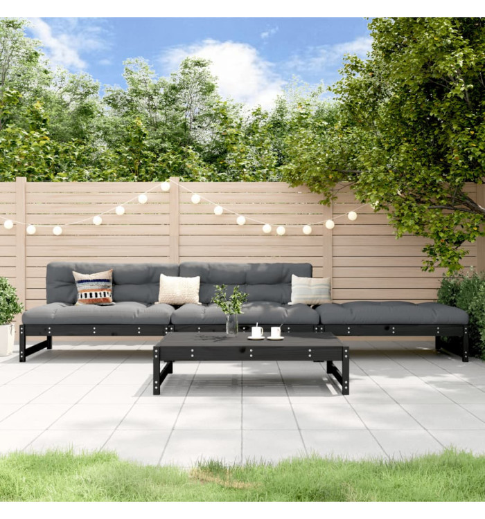Salon de jardin 4 pcs noir bois massif de pin | Mobilier & Déco