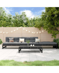 Salon de jardin 4 pcs noir bois massif de pin | Mobilier & Déco