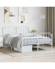 Cadre de lit métal sans matelas et pied de lit blanc 140x200 cm | Mobilier & Déco
