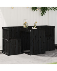 Set de balcon 2 places noir bois de pin massif | Mobilier & Déco