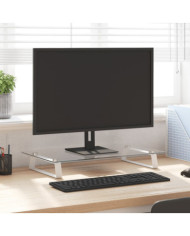 Support de moniteur blanc 60x35x8 cm verre trempé et métal | Mobilier & Déco