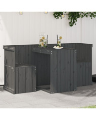 Set de balcon 2 places gris bois de pin massif | Mobilier & Déco