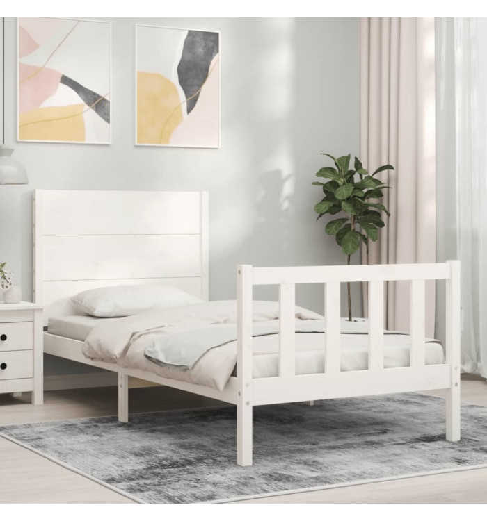 Cadre de lit sans matelas blanc bois de pin massif | Mobilier & Déco
