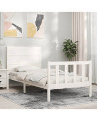 Cadre de lit sans matelas blanc bois de pin massif | Mobilier & Déco