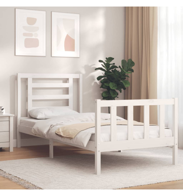 Cadre de lit sans matelas blanc bois de pin massif | Mobilier & Déco