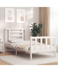 Cadre de lit sans matelas blanc bois de pin massif | Mobilier & Déco