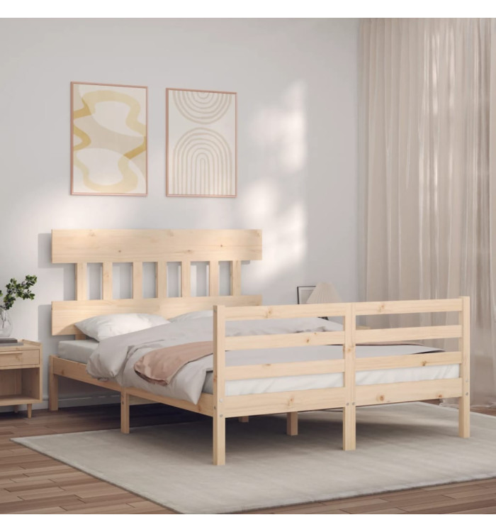 Cadre de lit sans matelas 140x190 cm bois massif | Mobilier & Déco