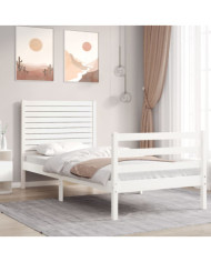 Cadre de lit sans matelas blanc bois massif | Mobilier & Déco
