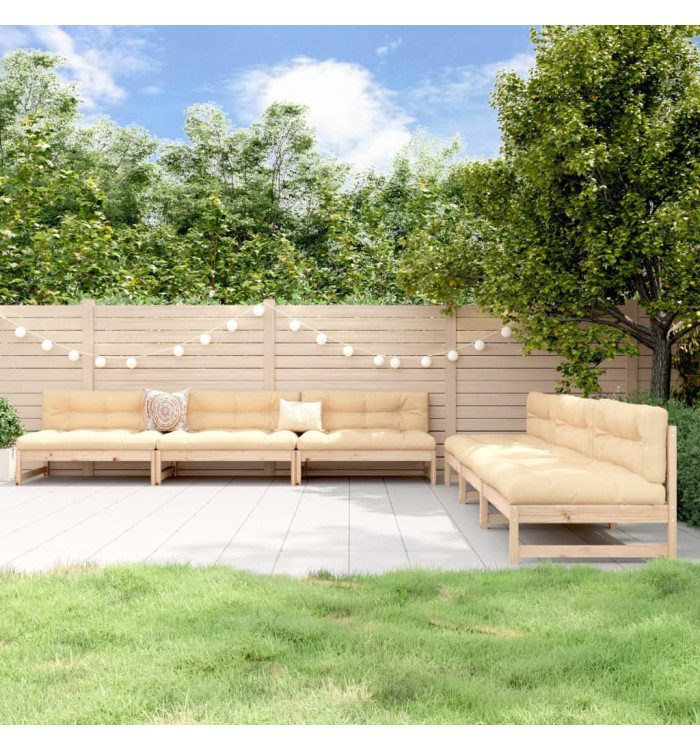 Salon de jardin 6 pcs Bois de pin massif | Mobilier & Déco