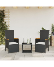 Ensemble à manger de jardin avec coussins 3 pcs Noir | Mobilier & Déco