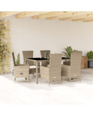 Ensemble à manger de jardin et coussins 7 pcs beige poly rotin | Mobilier & Déco