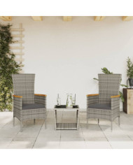 Ensemble à manger de jardin 3 pcs coussins gris résine tressée | Mobilier & Déco