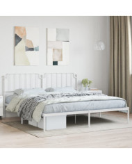 Cadre de lit métal sans matelas et tête de lit blanc 200x200 cm | Mobilier & Déco