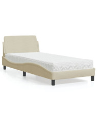 Lit avec matelas crème 90x200 cm tissu | Mobilier & Déco