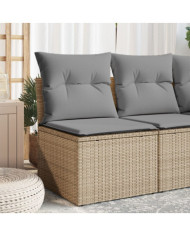 Canapé de jardin sans accoudoirs coussins beige résine tressée | Mobilier & Déco
