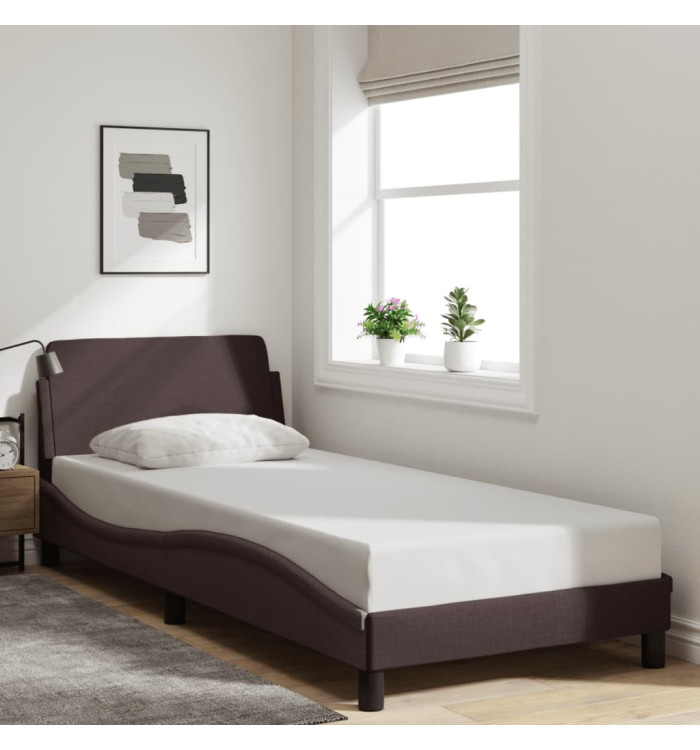 Cadre de lit sans matelas marron foncé 90x200 cm tissu | Mobilier & Déco