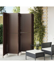 Cloison de séparation 5 panneaux marron résine tressée | Mobilier & Déco