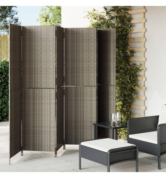 Cloison de séparation 6 panneaux gris résine tressée | Mobilier & Déco