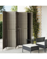 Cloison de séparation 6 panneaux gris résine tressée | Mobilier & Déco