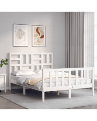 Cadre de lit sans matelas blanc bois de pin massif | Mobilier & Déco