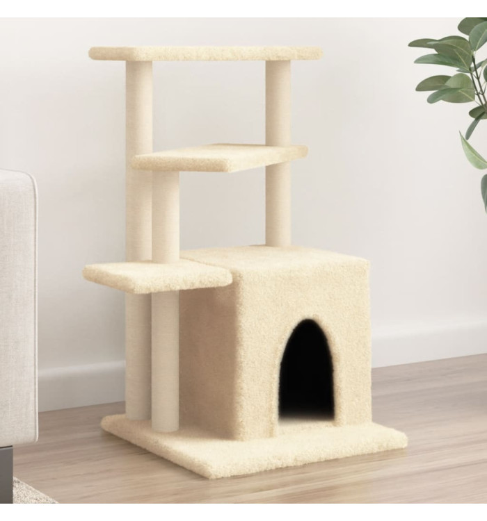 Arbre à chat avec griffoirs en sisal crème 83,5 cm | Mobilier & Déco