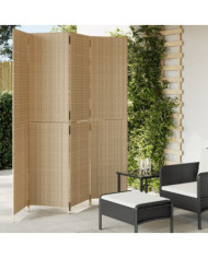Cloison de séparation 4 panneaux beige résine tressée | Mobilier & Déco