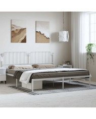Cadre de lit métal sans matelas et tête de lit blanc 183x213 cm | Mobilier & Déco