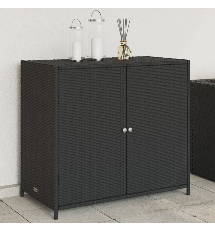 Armoire de rangement de jardin noir 83x45x76 cm résine tressée | Mobilier & Déco