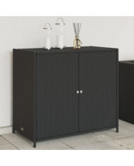 Armoire de rangement de jardin noir 83x45x76 cm résine tressée | Mobilier & Déco