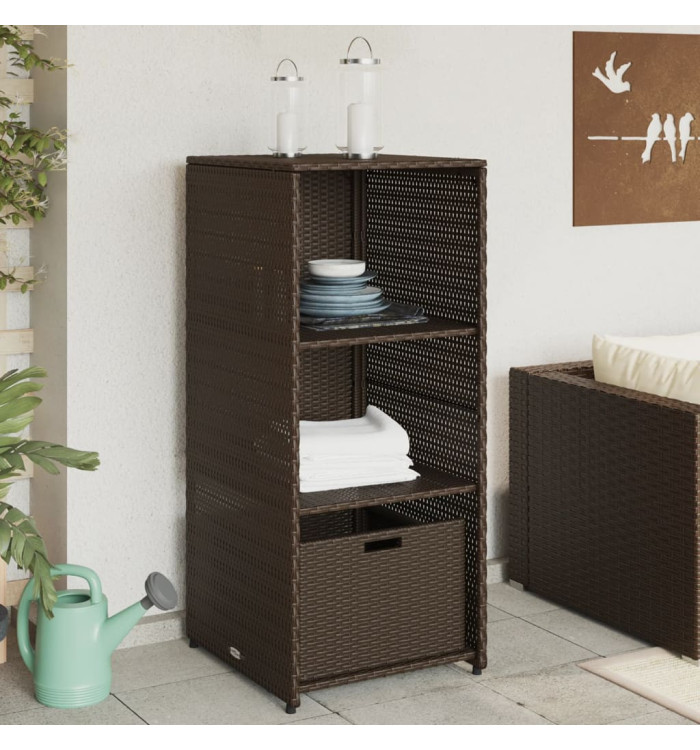 Armoire de rangement jardin marron 50x55x115 cm résine tressée | Mobilier & Déco