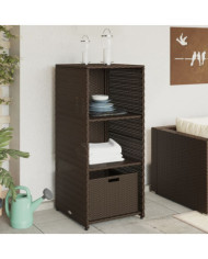 Armoire de rangement jardin marron 50x55x115 cm résine tressée | Mobilier & Déco
