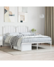 Cadre de lit métal sans matelas et tête de lit blanc 140x190 cm | Mobilier & Déco