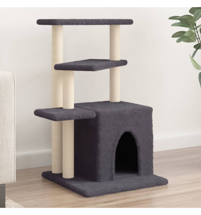 Arbre à chat avec griffoirs en sisal gris foncé 83,5 cm | Mobilier & Déco