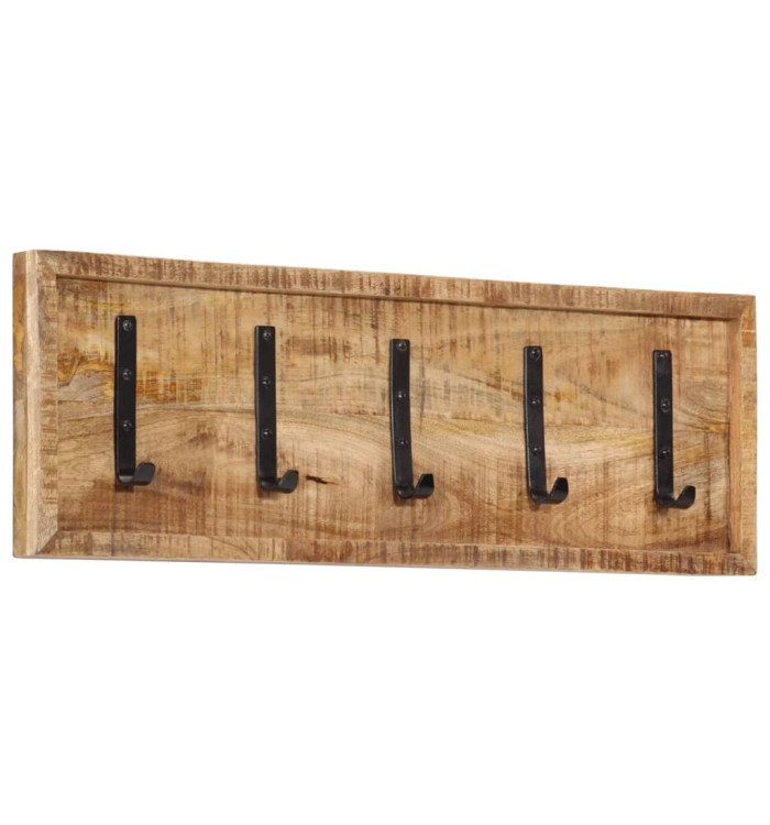 Porte-manteau mural avec 5 crochets bois de manguier massif | Mobilier & Déco