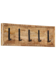Porte-manteau mural avec 5 crochets bois de manguier massif | Mobilier & Déco