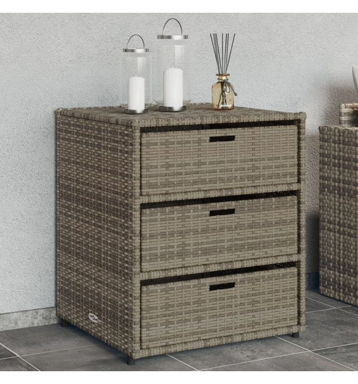Armoire de rangement de jardin gris 55x59x69 cm résine tressée | Mobilier & Déco